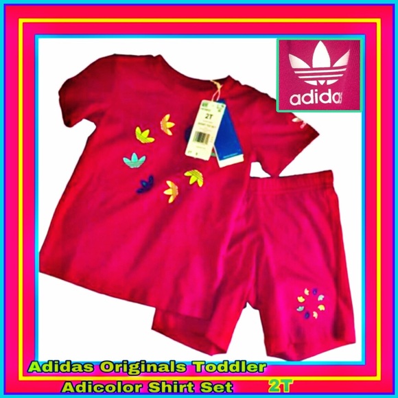 adidas Other - Adidas Originals Bold Pink Adicolor Toddler 2 Piece Trefoil Logo Short Set 2T